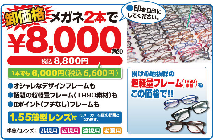 メガネ2本で8000円